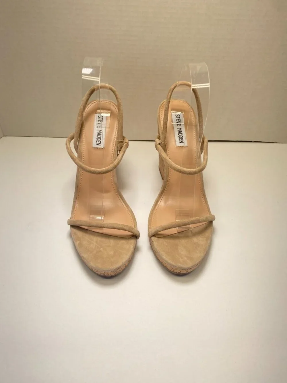 STEVE MADDEN Women's Udell Strappy Tan Suede Platform Wedge Sandals sz 11
